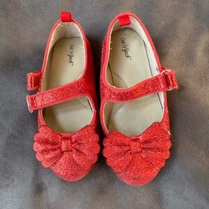 Girls red sparkly holiday dress shoes Mary Jane’s glitter size 10